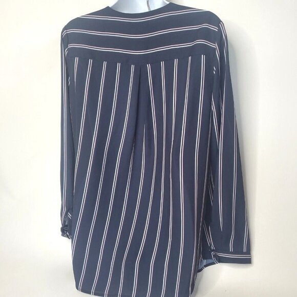 Adrianna Papell Women's Size Medium Striped Black Blouse Career - Picture 2 of 5